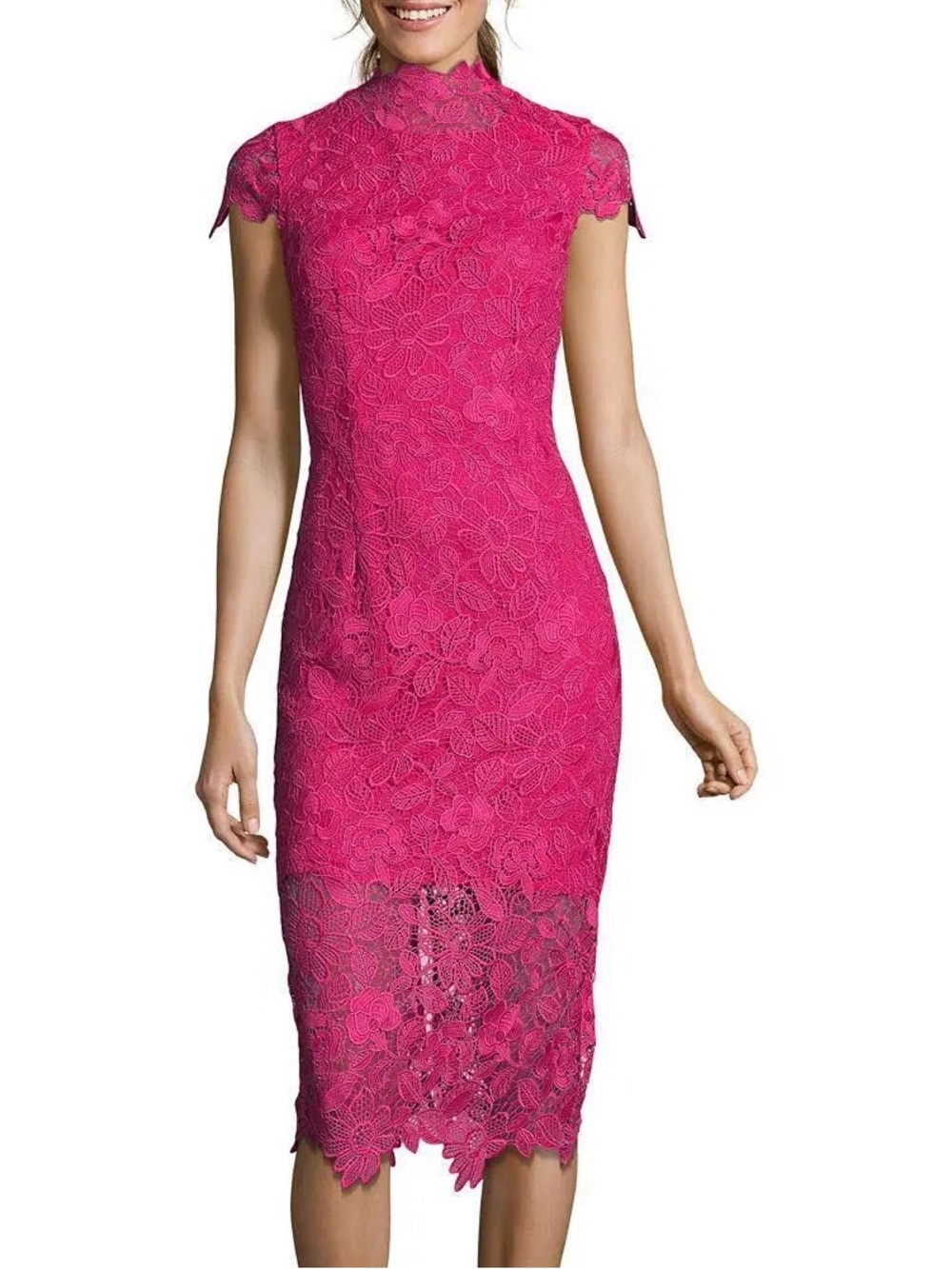 Nicole Miller pink floral lace sheath dress
